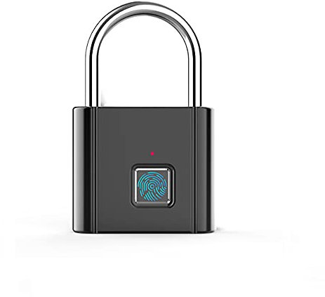 Smart Fingerprint Lock, USB Charging Metal Anti-Theft Fingerprint Padlock Suitable for Home Secure Safety, Keyless Door, School, Gym (Black)