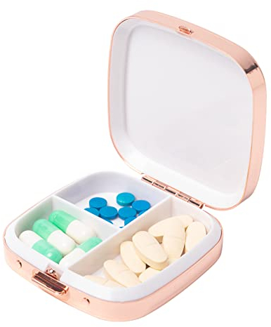 Tragbare Reisemedizinbox aus Metall / 3-8 Fächer (Pink)