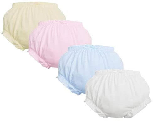 Höschen Packung mit 4 Baby Unterwäsche Kleinkinder Windelhosen Unterwäsch, Komfort Elegant Uni-Farbe mit Prinzessin Rüschen Unterhose Unterwäsche für Baby Mädchen