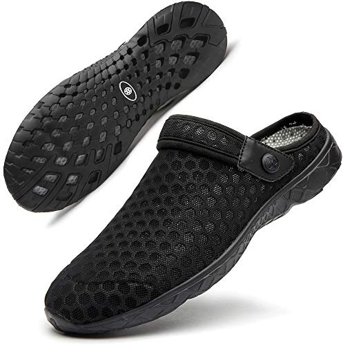 Zoccoli Uomo Pantofole Donna Scarpe da Giardino Ciabatte da Casa Sabot da Mare Spiaggia Slip-on Traspirante Estate Nero 40