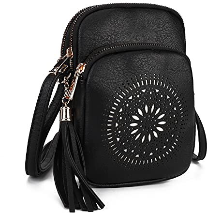 GLITZALL Umhängetasche, Kleine Umhängetaschen mit mehreren Taschen, Umhängetasche mit Quasten, Handytaschen für Frauen mit Hohlraum, Mode