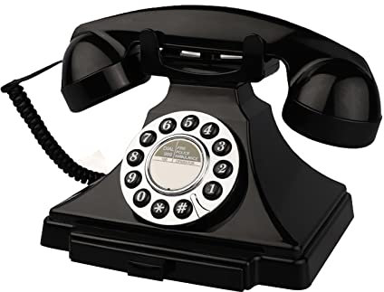 Corded Vintage Telephone, Retro Landline Phones for Home, Single Line Old Fashioned House Working Telephone with Loud Ringer for Seniors, Classic Antique Desk Phone for Office/Hotel/School (Black)