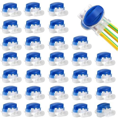 GWHOLE 30pcs 3-Way Waterproof Wire Connectors, Self-Stripping Electrical IDC 314-BOX Connectors Outdoor Quick Splice & Repair for 22-14AWG Cables, Robotic Lawn Mower, Irrigation, Landscape Lighting