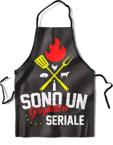 KAÏDENSÏ Original Män Kök Förkläde – Grillförkläde Jag är en grill uteplats – roliga gåvor för män BBQ Ideas – Original Födelsedagsprylar för honom, Svart - Jag är en seriell grillare, one size