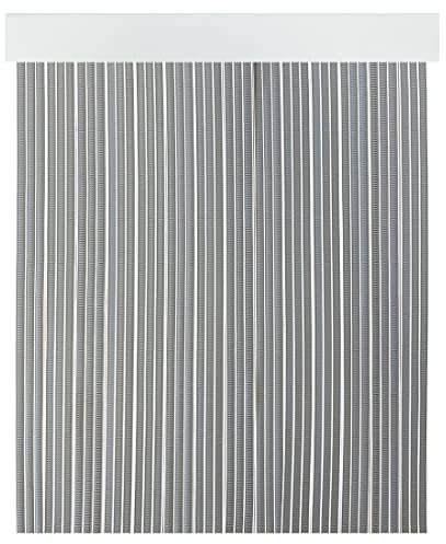 Acomoda Textil - Cortina Interior o Exterior PVC para Terraza, Jardín, Balcón y Patio. Panel con Barra de Aluminio Antimoscas e Insectos Fácil Instalación. (Gris/Blanco, 90x210 cm)