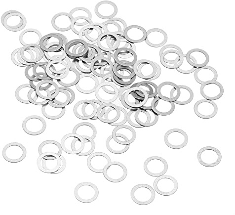 sourcing map M4 304 Edelstahl-Unterlegscheiben, 100 Stück, 4 x 6 x 0,1 mm, ultradünne flache Abstandshalter für Schrauben, elektronische Reparatur, Automobilindustrie