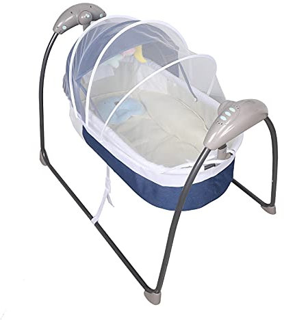 Elektrische Babywiege,3-Gang-Schaukel & Verbindungsmethoden Bluetooth & USB,Babybett Kinderbett Schaukelwiege Beistellbett Stubenwagen, fur Baby 0-12 Months bis 12kg (Blau)