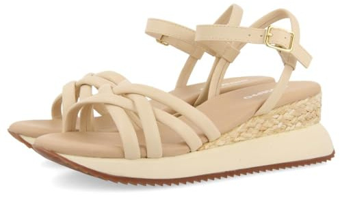 GIOSEPPO Sandalias Off-White con CUÑA Y Tiras TUBULARES para Mujer PERMET