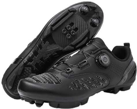 PENXZT Radsportschuhe Herren Frauen MTB -Schuhe im Innen im Freien im Freien Fahrradschuhe Kompatibel mit SPD 2 Bolzen -Pedalen Mountain Bike Radsportschuhe,Schwarz,46 EU