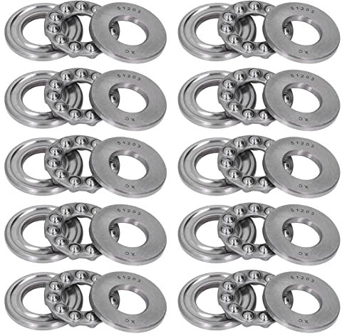 10-teiliges Kugellager, Planar-Axial-Kugellager, Einseitig Gerichtetes Zubehör-Ersatzset-Set, Leichte Serie für Geräte-Nadellager (51203)