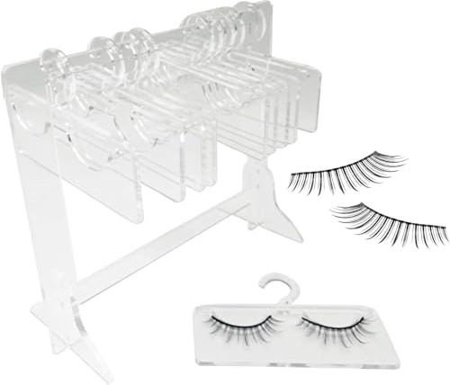 Eyelash Holder Rack - Mini Acrylic Hanger for Lash Storage and Organization, False Eyelash Display Stand, Makeup Organizer for Women Girls, 10 Hangers