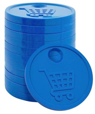 CombiCraft jeton de Caddie Plastique, Format de 50 centimes, jeton de Caddie Bleu, Emballage de 100 pièces, Adapter pour Chariots de supermarché, casiers, casiers de Piscine et Plus