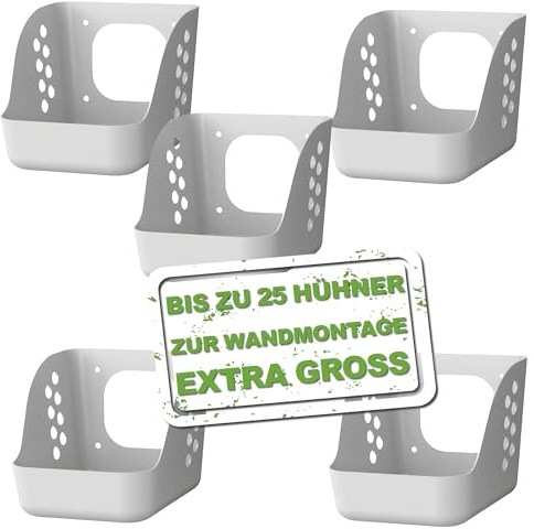 MeineHennen Legenest Hühner 5er Set Basic Nest ECO Grau – Hühnernest zur Wandmontage für bis zu 25 Hennen - Einstreunest aus Kunststoff - Geflügelnest Hühnerstall Zubehör stabil & leicht zu reinigen