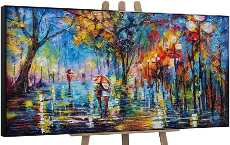 YS-Art Abstrakt Stil Acrylbild Herbstliche Allee warme Kunstwerke gerahmt