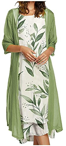 SYDUZAX Ensemble Deux Pièces Robe Casual et Elegant Glamour Femme Cérémonie Tenue Mi Longue Soiree Imprimé Floral Décontracté Boheme Chic Pas Cher