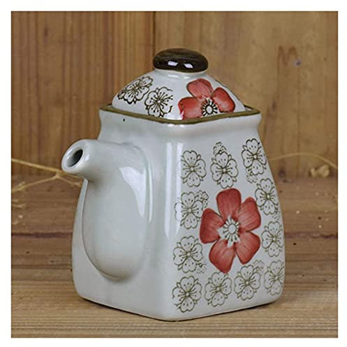HPTHLY Ölkanne, Olivenöl-Essigflaschenspender, Keramik-Ölflasche, Essig-/Sojasaucenspender, kleine Vintage-Olivenölspenderflasche, auslaufsicher, Spender für flüssige Gewürze, Ölaufbewahrungsflasche
