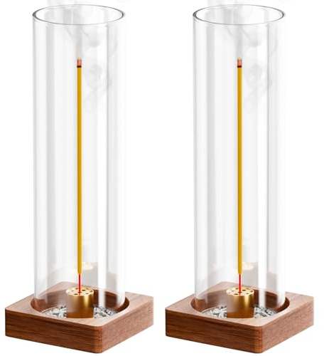 Durmmur Wooden Incense Holder for Sticks, Ash Catcher with Removable Glass