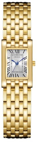 CIVO Orologio Donna Oro Acciaio: Inossidabile Orologio da Polso Analogico Quarzo - Piccolo Orologi Donna Quadrante Argento Rettangolare Classico Vintage Numeri Romani