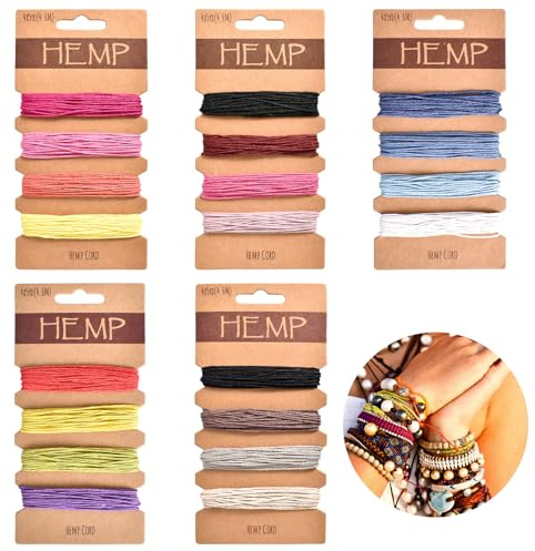 20 Couleurs Corde de Ficelle Naturelle, 1 mm Cordon en Lin, Fil Corde de Lin Multicolore, Cordon de Chanvre Ciré Coloré, pour Colliers, Bracelets, Chevilles, Boucles d'oreilles, DIY Artisanat