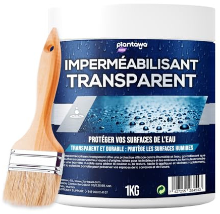 PLANTAWA Impermeabilizzante trasparente 1kg | Formato Gel | Sigillo idrorepellente terrazzi, legno, piastrelle doccia e muri | Guaina liquida impermeabilizzante | Vernice impermeabile trasparente