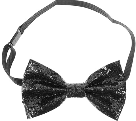 Sparkly Bow Tie,Black Sequin Bowtie Ties for Men,Adjustable Pre-Tied Tied Glitter Bows Clip Party Performance Festive Christmas Accessories,for Mens Boys Bachelor Dance Show Fancy Dress (Black)