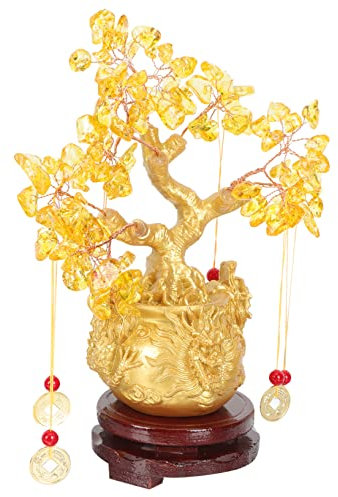 PRETYZOOM Árbol Fortuna Chino Decoración Estilo Bonsái Adorno De Escritorio Árbol del Dinero Decorativo