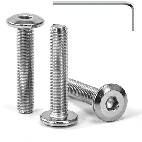Tunejoy 30 Stück Flachkopfschrauben M6 x 30 mm Flachkopf Schrauben Edelstahl A2 V2A Möbelschrauben Innensechskant Vollgewinde mit Inbusschlüssel