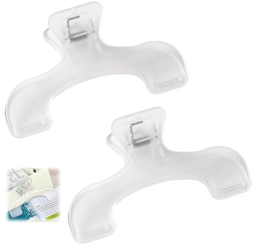 2 PCS Pince de support de page de livre transparente, Pince de livre pratique multifonctionnelle, Pince à livre pour la lecture, pour zone de travail, maison, école, librairie