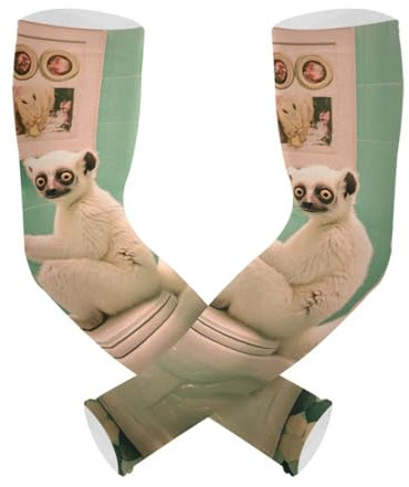 WDdZzyy Lemur - Manicotti di protezione per braccio, 1 paio, protezione solare UV, per bambini, pallavolo, basket, ciclismo, Carino Lemur Retro Toilette Fumo, Taglia unica
