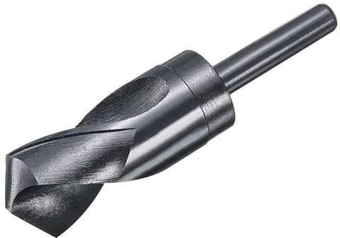 sourcing map 35mm Drill Bit 1/2 Reduced Shank 4341 High-Speed Steel | Twist HSS Nitriding Black 135° for Light-duty Soft Metal Aluminum Alloy Wood Plastic