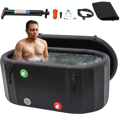 Uppblåsbart badkar, isbadkar för idrottare, 275 l bärbart fristående isbad, ovala isbad med lock för rekreation av isbad hemma, utomhus, gym, fitness