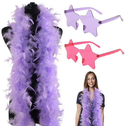 Feather Boa, Feather Boas, Colorful Feather Boa for Crafts Fluffy Purple Feather Diy Girl's Fancy Dress Accessories Carnival, Dancing Wedding Party