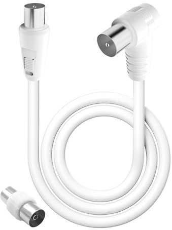 MDLSDE Cavo TV Antenna 1.5 M, Flessibile Coassiale Cavo Maschio a Maschio Alta Qualità Bassa Perdita in Rame puro con Doppia Schermatura con Prolunga Femmina Adattatore per Satellitare TV decoder TNT