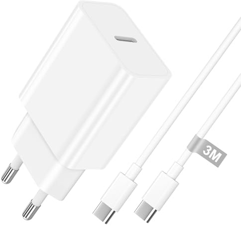 30W Chargeur USB C pour iPhone 17/16E/16/16 Pro Max/16 Plus/15/15 Plus/iPad Pro/iPad Air, Prise Chargeur iPhone Rapide Chargeur Type C Charge Rapide Prise Secteur USB C et Cable USBC vers USBC 3M
