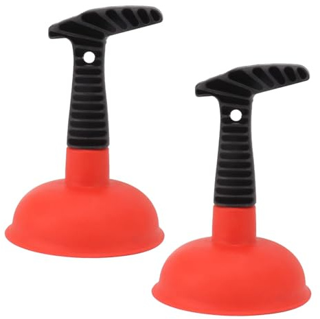 simpa Mini Drain Plunger Bathroom Unblocker Mini Sink Toilet Unclogger Plastic Rubber Plunger - Set of 2