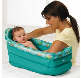 Baignoire Gonflable Bebe Bleu Turquoise - Voyage - bébé 0-6 Mois - Set puériculture + 1 Carte Tigre