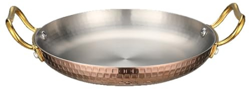 UGCER Spanische Paellapfanne aus Edelstahl mit Doppelgriffen, antihaftbeschichtetes Bratpfannen-Kochgeschirr für Meeresfrüchte, Reis und zum Grillen,Rose Gold,18cm