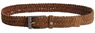 Cintura in camoscio intrecciato, Marrone, L/XL
