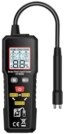 ZYNCUE HT5009 Bremsflüssigkeitsprüfer mit LCD-Bildschirm und akustischem Alarm für DOT3 DOT4 DOT51 Bremsflüssigkeits-Erkennung