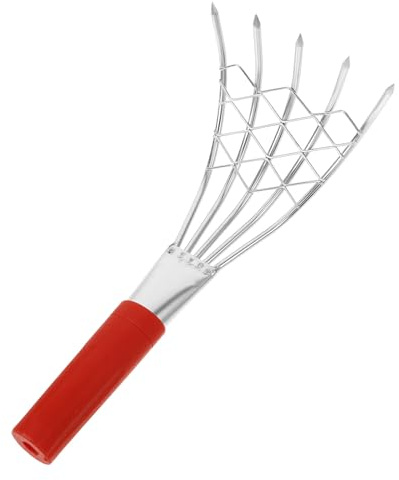 Gogogmee Rastrello per Vongole Manico Antiscivolo in Acciaio 30cm, Strumento Portatile per Raccolta Frutti di Mare e Scavo Spiaggia, Rastrello a Mano Ergonomico e Giardinaggio