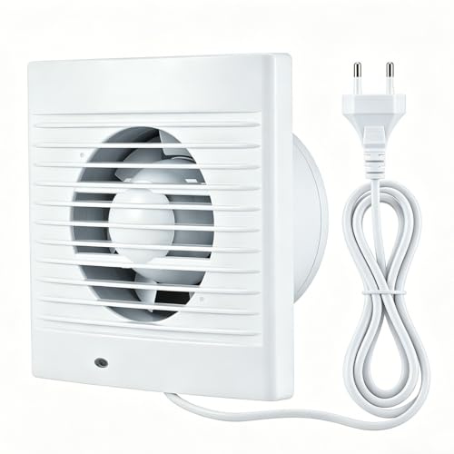 Extractor de Baño Silencioso 100mm, 12W 130 m³/h Ventilador Extractor Aire Antirretorno, Ventilador Baño Humedad con Válvula Anti Retorno, para Baño Cocina Lavandería