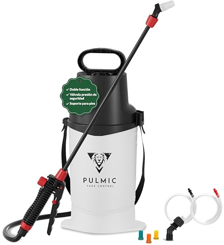 Pulverizador Industrial 5L PULMIC 7 Hydra – Pulverizador de Presión Previa con Espuma y Spray, Boquillas Intercambiables, Lanza Fibra de Vidrio, Uso Profesional Limpieza y Jardinería