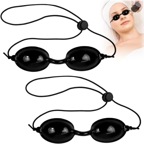 Msjuwek 2 Pairs Protective UV Tanning Goggles for Women, Red Light Eye Protection Glasses for Sunbed, Safety LED Sun Bed Eyewear for Sunbathing and IPL Therapy