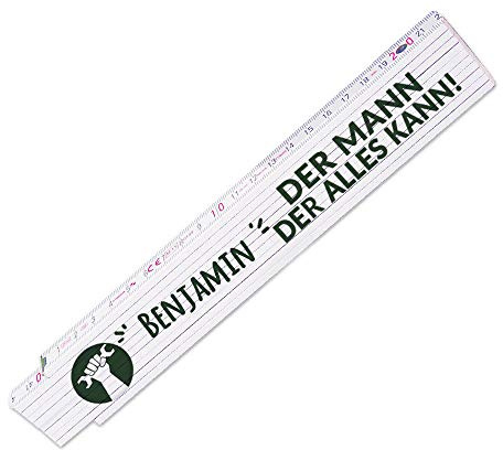 Zollstock mit Namen Benjamin und schönem Motiv - Der Mann der alles kann - für Männer | Metermaß | Glieder-Maßstab mit Namen bedruckt | Viele Namen zur Auswahl