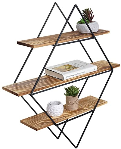 Mendler Wandregal HWC-A80, Echtholz 60x55x12cm - braun | Hängeregal, Regal, Industriedesign