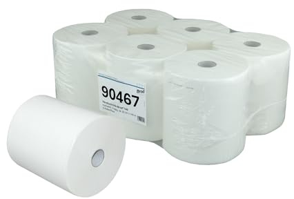 6 Handtuchrollen Putztuchrollen für Autocut-Spender | 2-lagig | hochweiß | unperforiert | 20 cm Breite | Zellstoff |140 m| Außenabrollung | Ø 19 cm | Kernhülse: 3,9 cm | VE => 6 Rollen im Folienpack