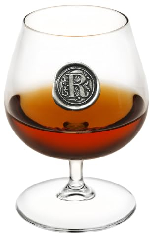 English Pewter Company Verres de cognac cognac cognac 14,5 oz avec initiales monogramme - Cadeau personnalisé avec votre choix d'initiale (R) [MON218]