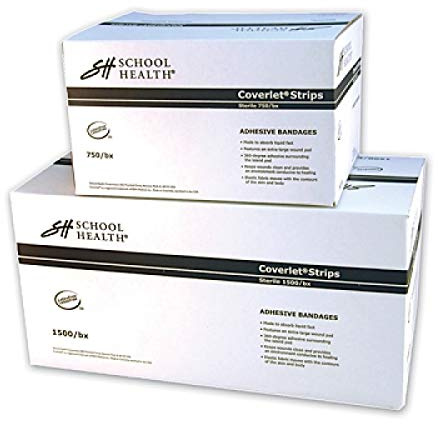 School Health - Adhesive Bandages, Comfortable Form-Fitting Protection & Wound Care for Cuts and Scrapes, Premium Adhesive Stays Secure with Movement, Loose Bulk Fabric Bandages - 1 x 3 750/Box