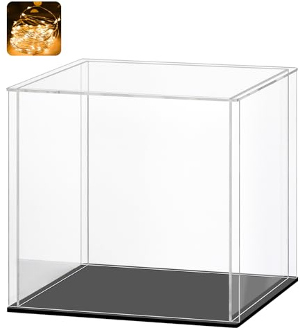 Huijintao Vitrine Acrylique, Vitrine Exposition Transparent, Vitrine Figurine, Vitrine pour Collection, vitrine Voiture Miniature pour Figurines, Jouets, Objets de Collection, Noir (15x15x15 cm)