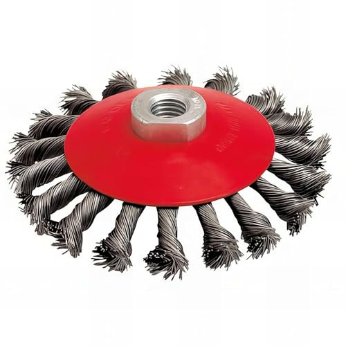 Leman - Lot de 4 brosses cuvettes pour meuleuse fil acier torsadé 0,50 mm D.115 mm M14 métal - Décapage extra dur - 510